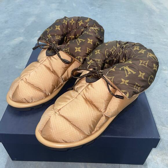 Louis Vuitton LV Pillow Boots Nylon Booties Black Brown 38 $1200 SoldOut - Picture 1 of 16